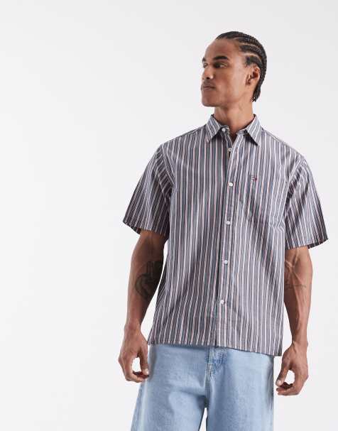 Camisa azul marino a rayas holgada de manga corta de Tommy Jeans - view 1