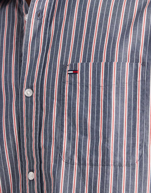 Camisa azul marino a rayas holgada de manga corta de Tommy Jeans, 3 de 5