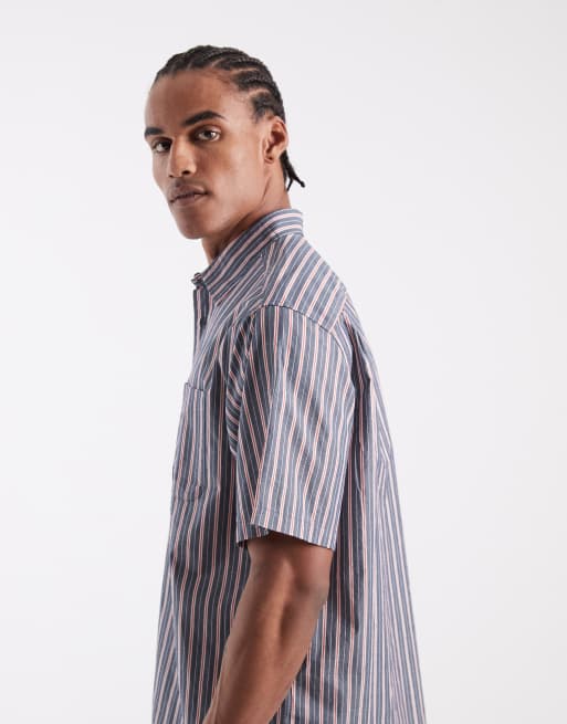 Camisa azul marino a rayas holgada de manga corta de Tommy Jeans, 4 de 5