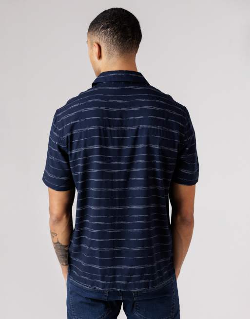 Camisa azul marino a rayas horizontales de manga corta de French Connection, 4 de 4