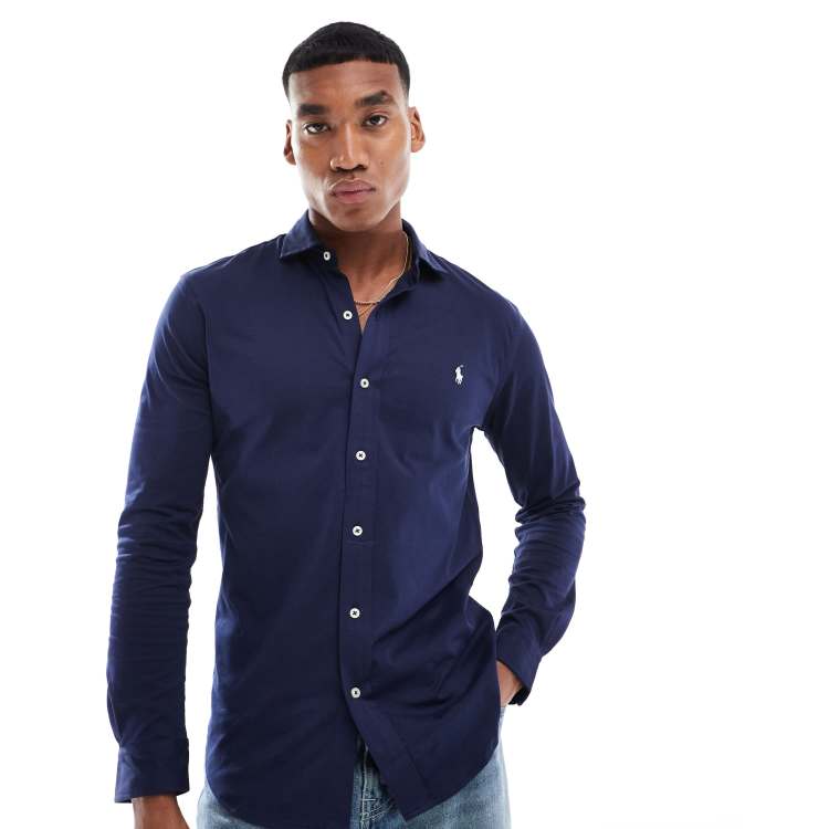 Camisa azul marino polo clearance