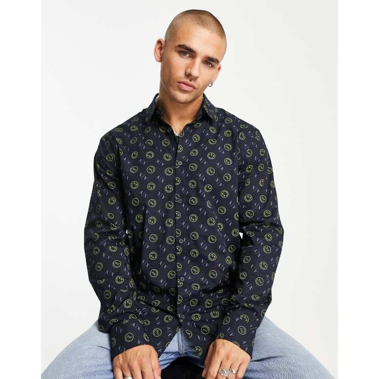 Camisa azul marino con de caras de Armani Exchange x Smiley Face | ASOS