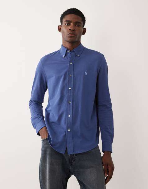 Camisa azul marino de manga larga con logo de icono de algodón de Polo Ralph Lauren - view 1