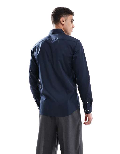 Camisa azul marino de manga larga de JJ Rebel, 2 de 4