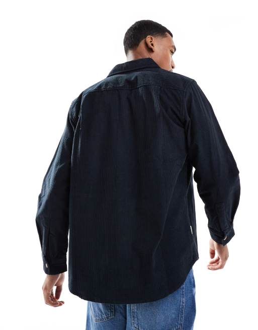Camisa azul marino de manga larga de pana Ayr de Parlez, 2 de 4