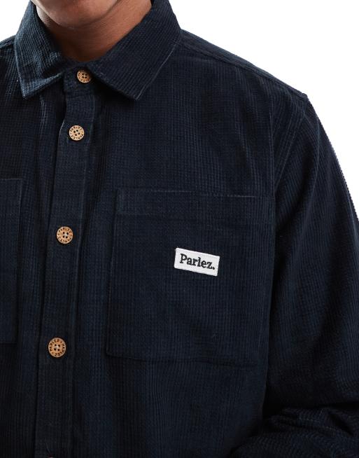 Camisa azul marino de manga larga de pana Ayr de Parlez, 4 de 4
