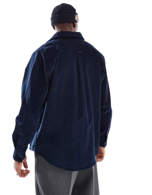 Camisa azul marino de manga larga de pana Hinton de Parlez, 4 de 4