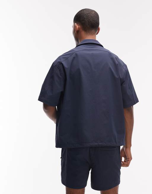 Camisa azul marino extragrande de tejido elástico en cuatro direcciones motionMAX™ de ASOS DESIGN, 6 de 7