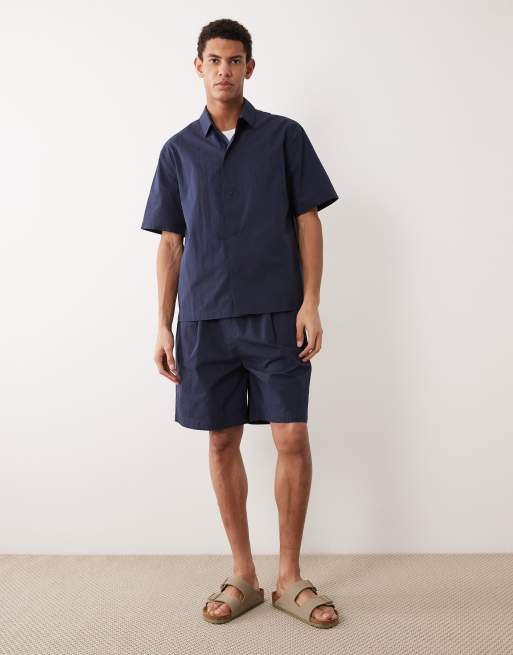 Camisa azul marino holgada de tejido técnico de ASOS DESIGN (parte de un conjunto), 2 de 5