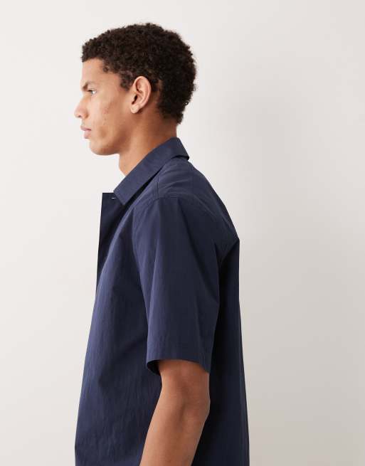 Camisa azul marino holgada de tejido técnico de ASOS DESIGN (parte de un conjunto), 4 de 5