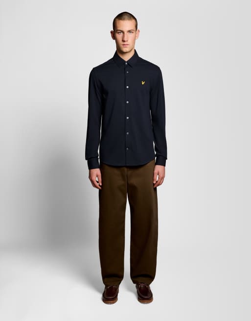 Camisa azul marino oscuro z271 de manga larga de piqué de Lyle & Scott, 2 de 5