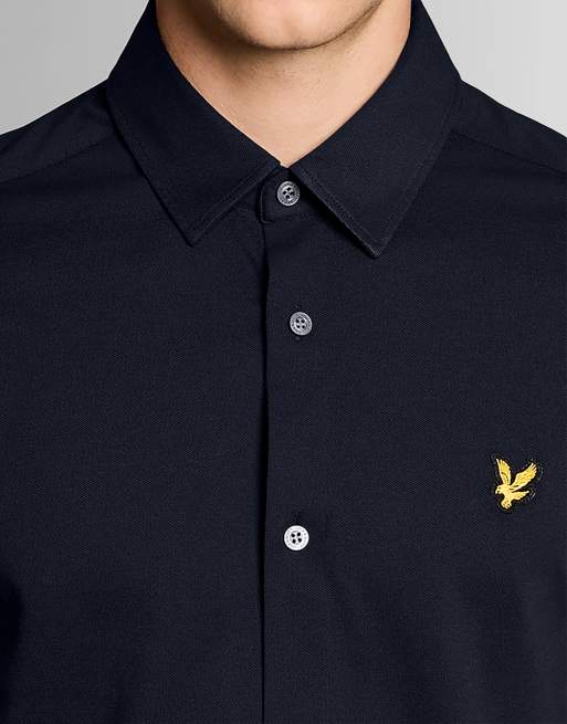 Camisa azul marino oscuro z271 de manga larga de piqué de Lyle & Scott, 3 de 5