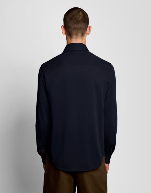 Camisa azul marino oscuro z271 de manga larga de piqué de Lyle & Scott, 4 de 5