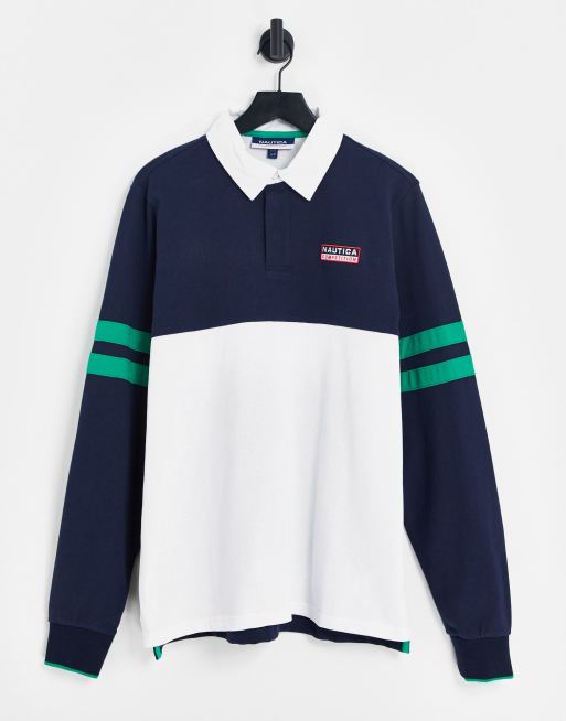 Camisa azul marino y blanca estilo rugby Archive Cayden de Nautica Competition