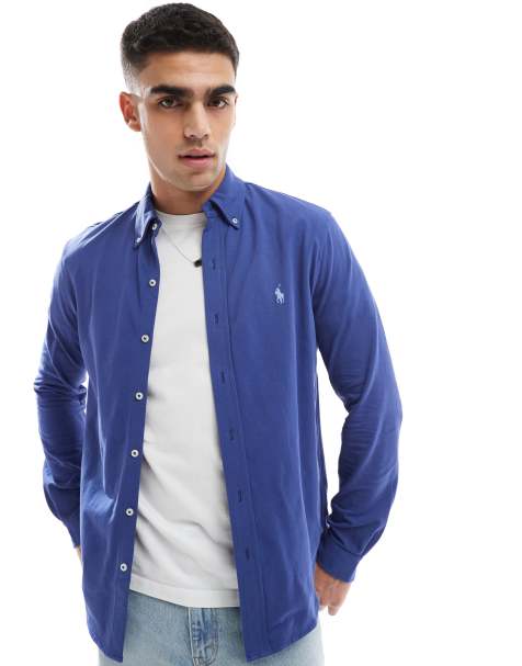 Camisa azul medio con logo de piqué de Polo Ralph Lauren - view 1