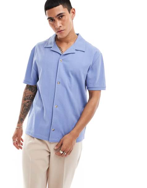 Camisa azul medio holgada abotonada de ASOS DESIGN - view 1