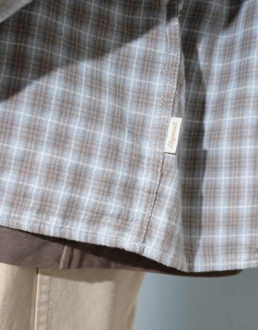 Camisa azul pálido a cuadros de manga larga de algodón de Jack & Jones, 3 de 9
