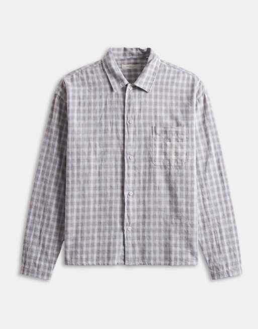 Camisa azul pálido a cuadros de manga larga de algodón de Jack & Jones, 6 de 9