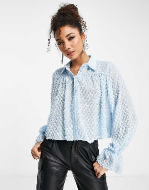 Camisa azul pastel amplia de tejido mullido de AsOS DESIGN - view 1