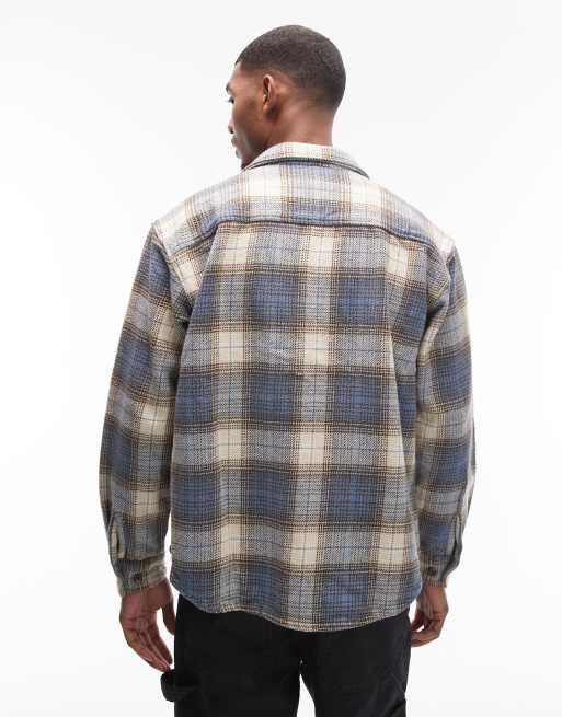 Camisa azul y beis de manga larga de franela Laurel de Obey, 3 de 5