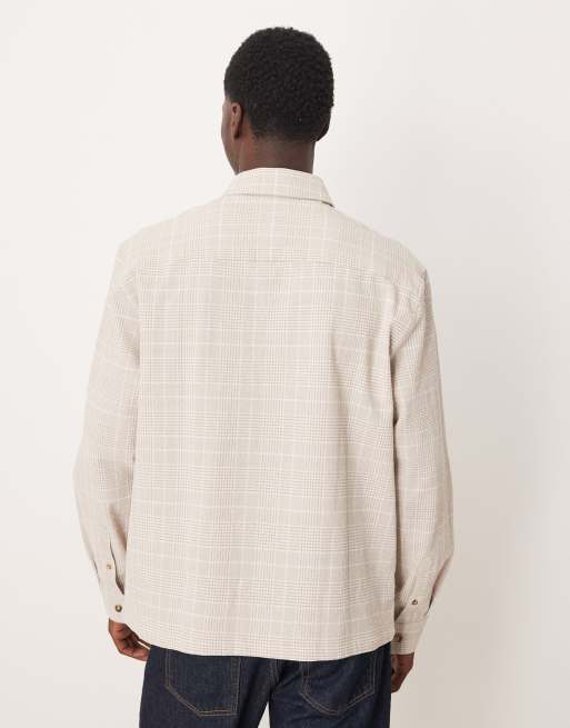 Camisa beis a cuadros extragrande de manga larga con acabado texturizado de ASOS DESIGN, 3 de 5