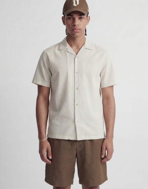 Camisa beis a rayas de manga corta de mezcla de lino de Jack & Jones - view 1