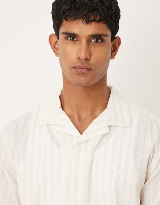 Camisa beis a rayas de manga corta de sirsaca de Abercrombie & Fitch, 5 de 5