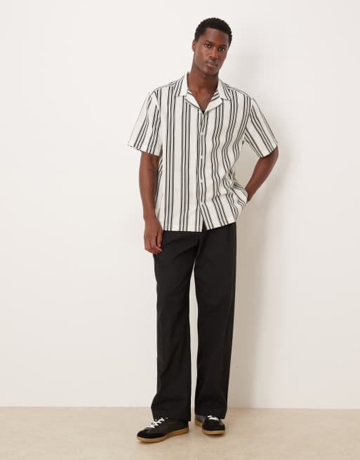 Camisa beis a rayas negras holgada con cuello de solapas de ASOS DESIGN, 2 de 5