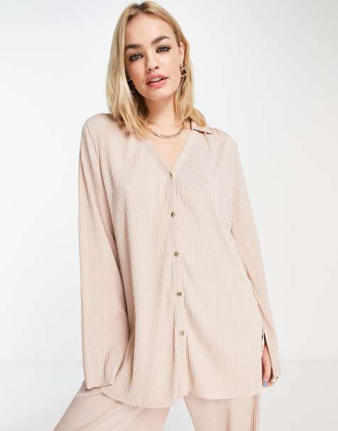Camisa beis claro plisada de River Island (parte de un conjunto) - view 1