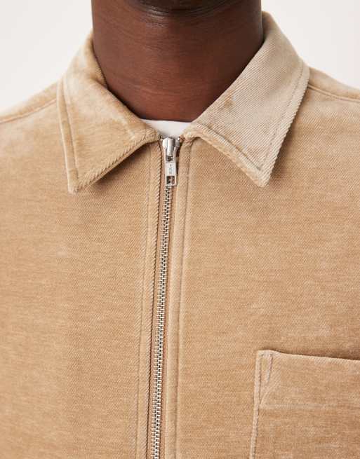 Camisa beis de corte cuadrado holgado de tejido texturizado de ASOS DESIGN, 5 de 5