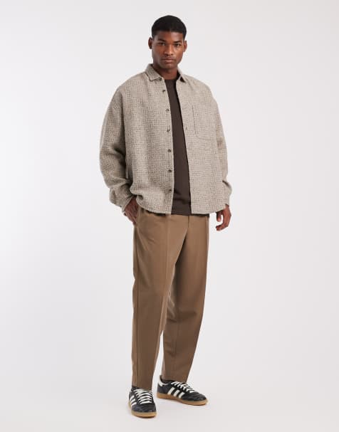 Camisa beis de corte extragrande voluminoso de buclé de ASOS DESIGN - view 1