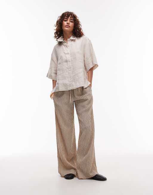 Camisa beis de manga corta de lino de ARKET , 3 de 4