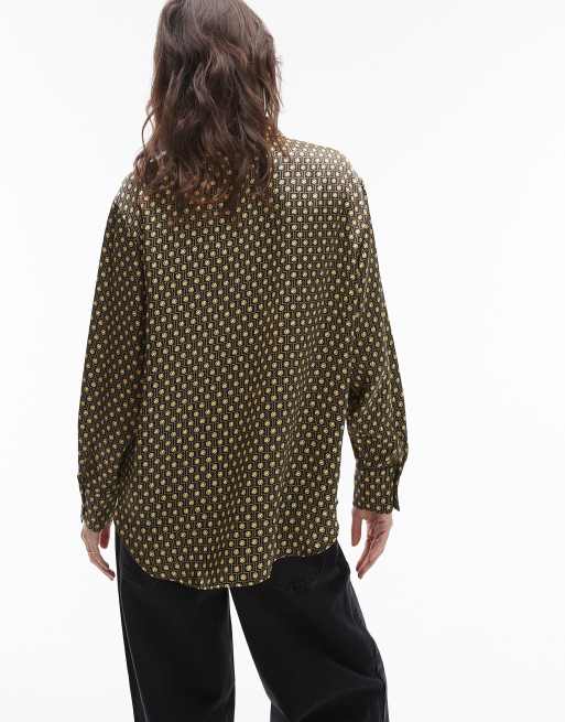 Camisa beis estampada de satén de Lacoste, 3 de 4