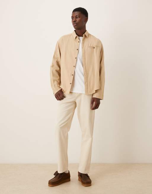 Camisa beis extragrande con detalle de bolsillo de tejido texturizado de ASOS DESIGN, 2 de 5