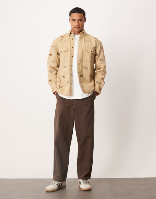 Camisa beis holgada con bordado de perro de sarga de GANT, 2 de 5