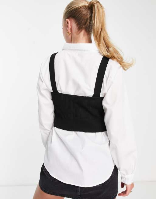 Blusa blanca discount con top negro