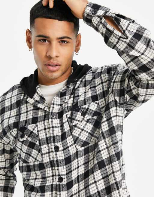 Camisa blanca a cuadros de corte holgado con capucha de New Look, 3 de 4