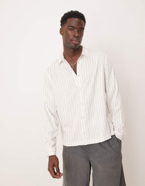 Camisa blanca a rayas color cobre de corte cuadrado holgado de ASOS DESIGN - view 1