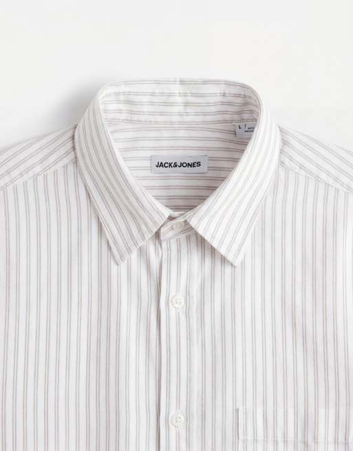 Camisa blanca a rayas de popelina de Jack & Jones, 8 de 9