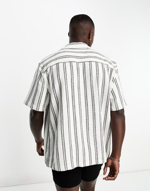 Camisa blanca a rayas entretejidas de manga corta de River Island, 3 de 4