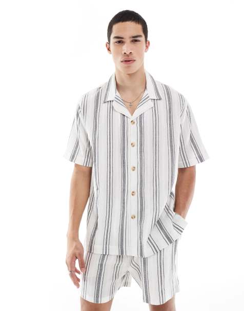 Camisa blanca a rayas negras con cuello de solapas de Goldsboro - view 1