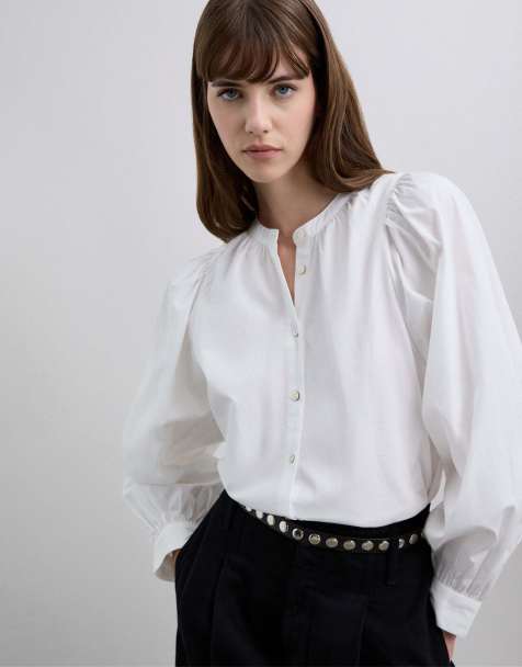 Camisa blanca abullonada de popelina de Scalpers - view 1