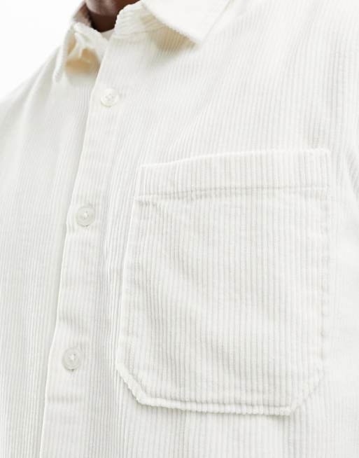 Camisa blanca con botones ocultos de pana de River Island, 4 de 4