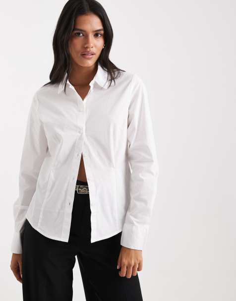 Camisa blanca con cintura entallada de Pieces - view 1