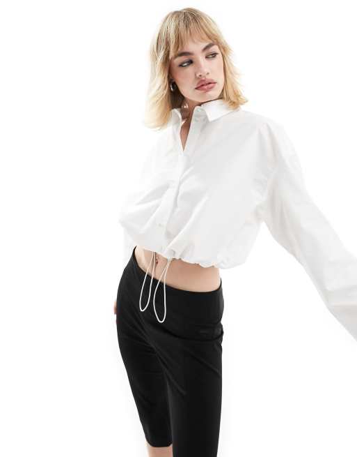 Camisa blanca con cordon ajustable de Mango