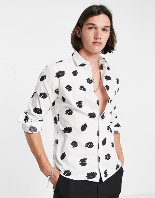 Camisa blanca store lunares negros