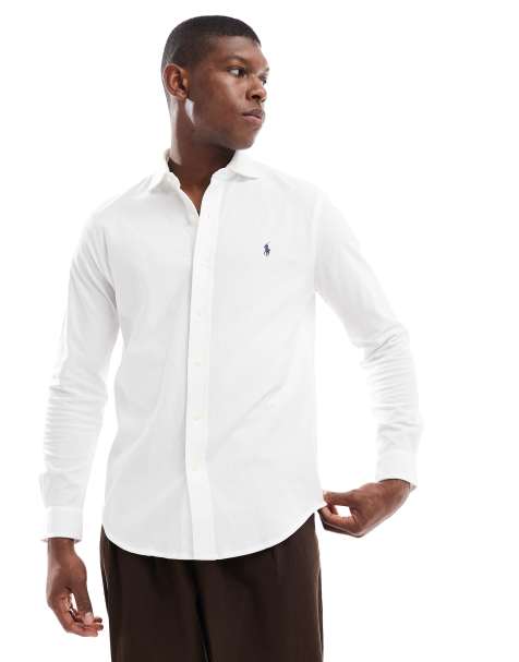 Camisa blanca con logo de icono de punto de panal de abeja de algodón de Polo Ralph Lauren - view 1