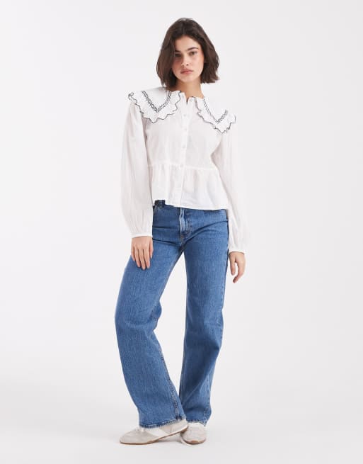 Camisa blanca con solapas y ribetes en contraste de New Look, 3 de 4