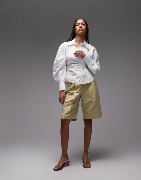 Camisa blanca con tapeta de botones asimétrica y mangas voluminosas de & Other Stories - view 1