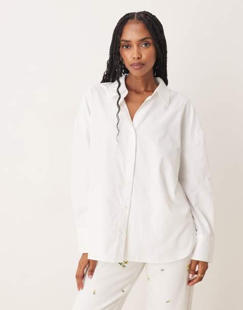 Camisa blanca de corte boyfriend extragrande de JDY - view 1